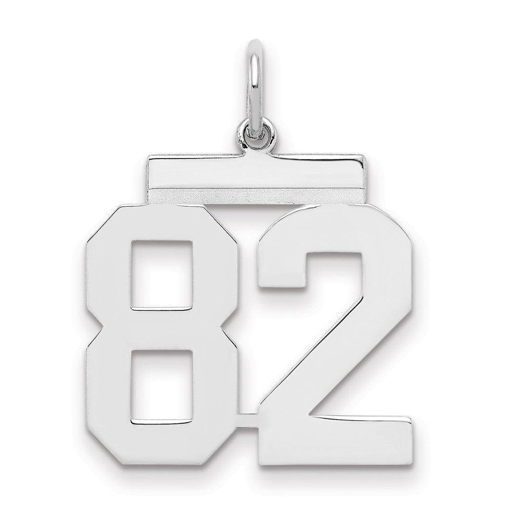 Sterling Silver/Rhodium-plated Polished Number 82 Charm