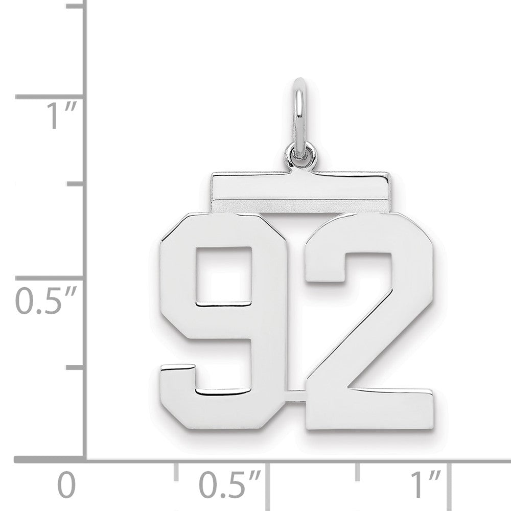 Sterling Silver/Rhodium-plated Polished Number 92 Charm