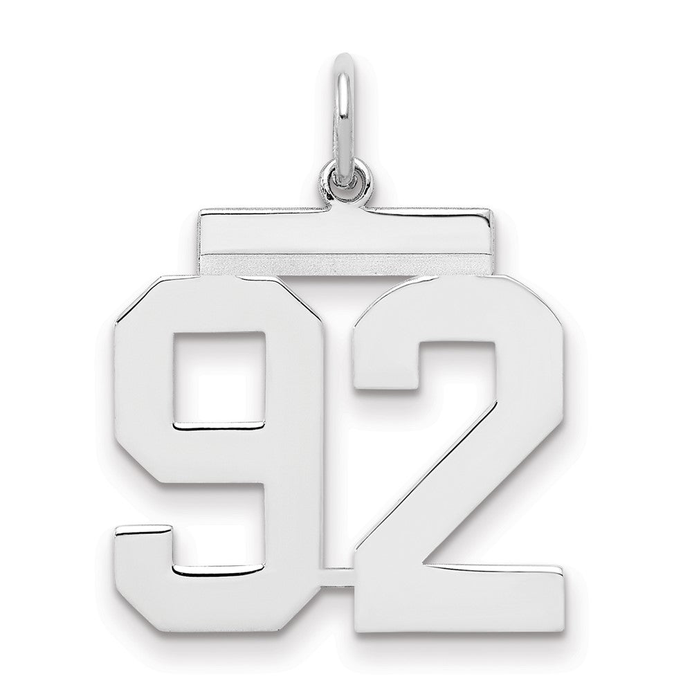 Sterling Silver/Rhodium-plated Polished Number 92 Charm