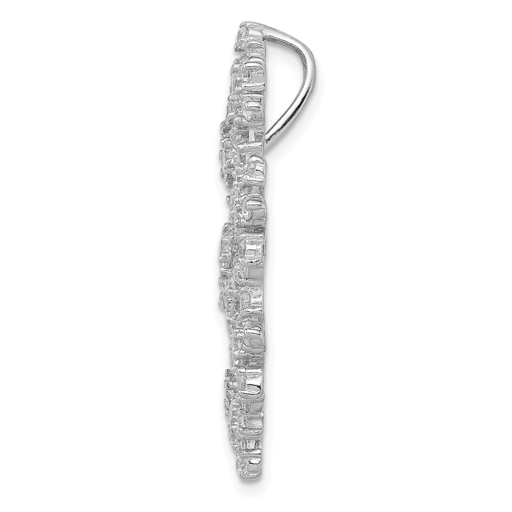 Sterling Silver Rhodium-plated CZ Extra-Large Starburst Snowflake Chain Slide