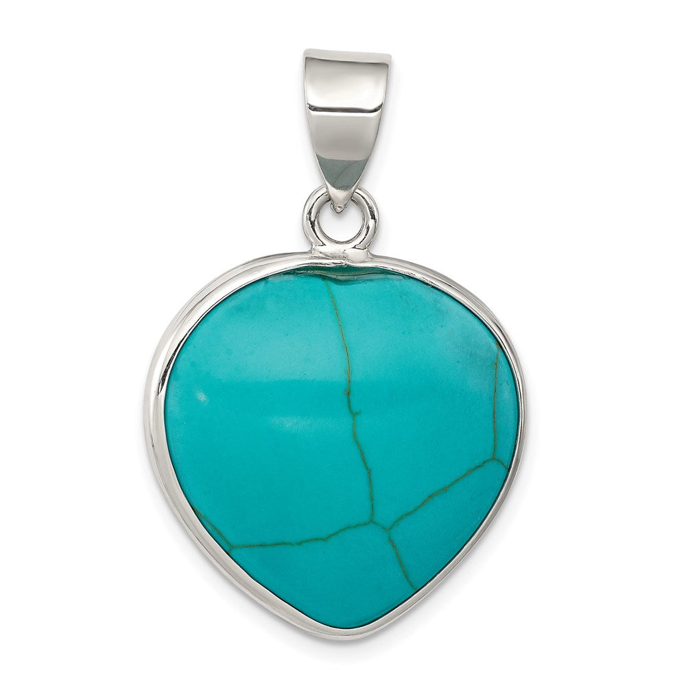 Sterling Silver Heart Synthetic Turquoise Pendant