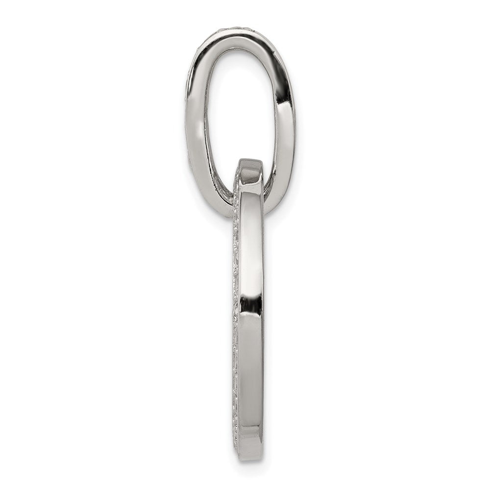 Sterling Silver Rhodium-plated CZ Circle Pendant