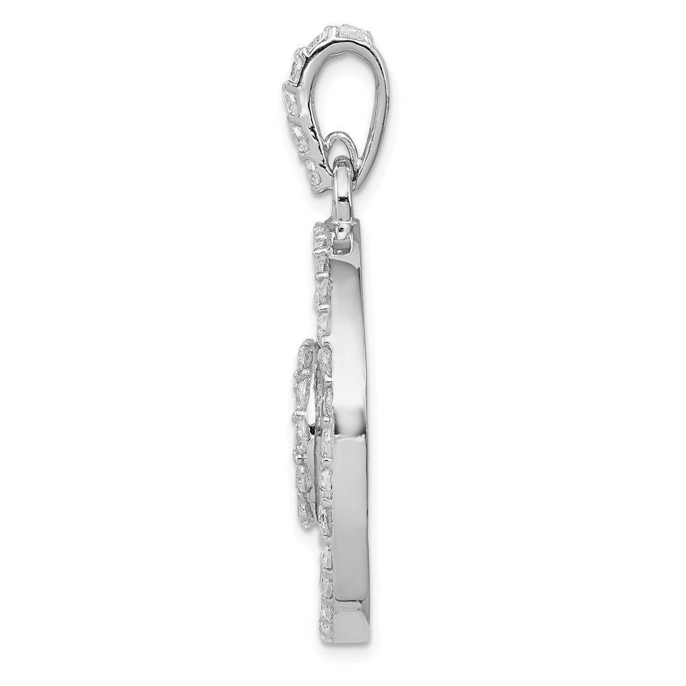 Sterling Silver Rhodium-platedCZ & Vermeil Circle Pendant