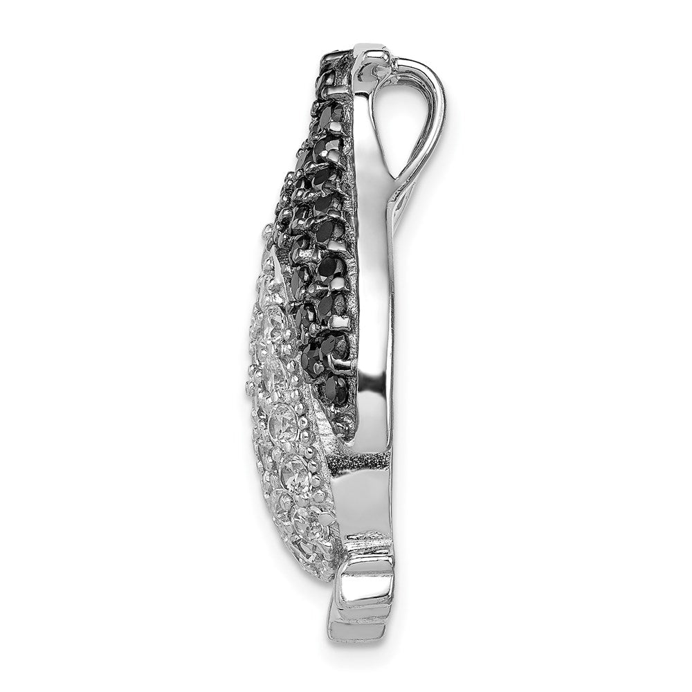 Sterling Silver Rhodium-plated Black and White CZ Penguin Fits up to Cubetto Slide