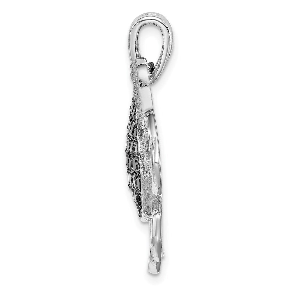 Sterling Silver Rhodium-plated Black & White CZ Crab Pendant