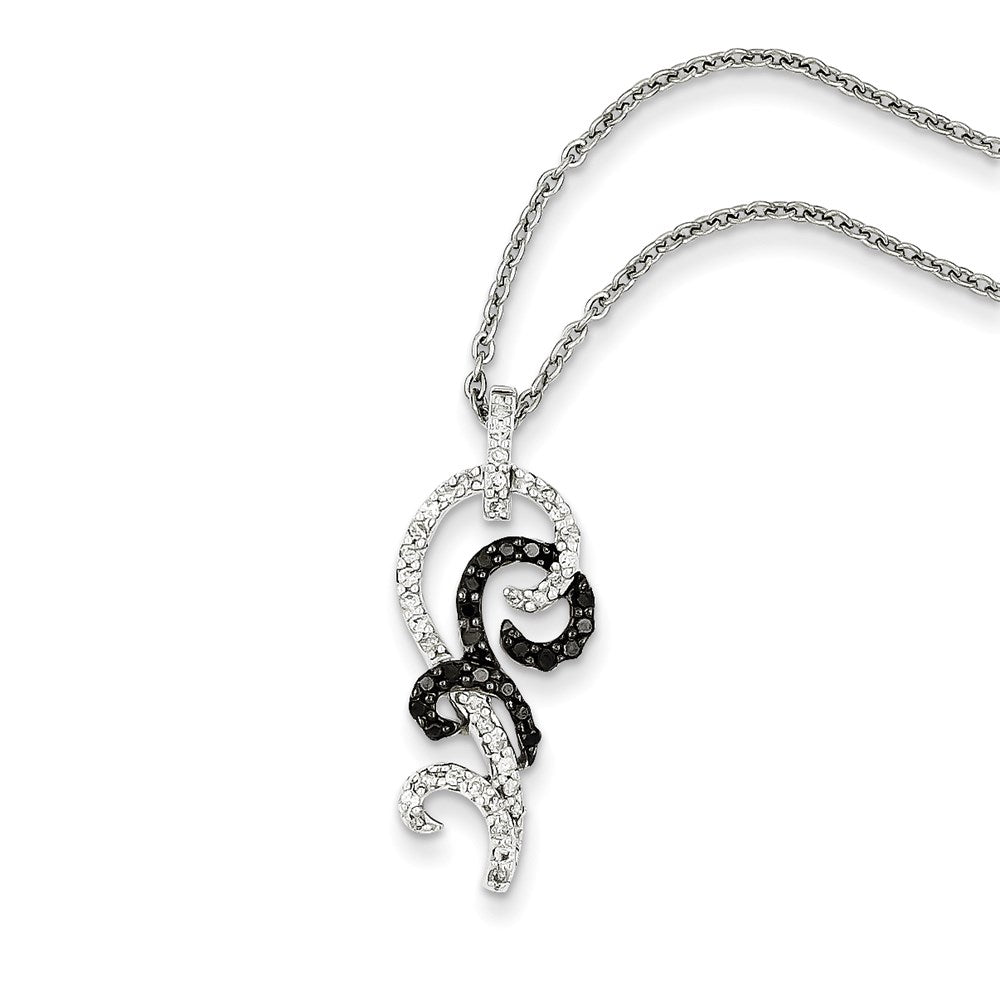 Sterling Silver Black and White Diamond Pendant