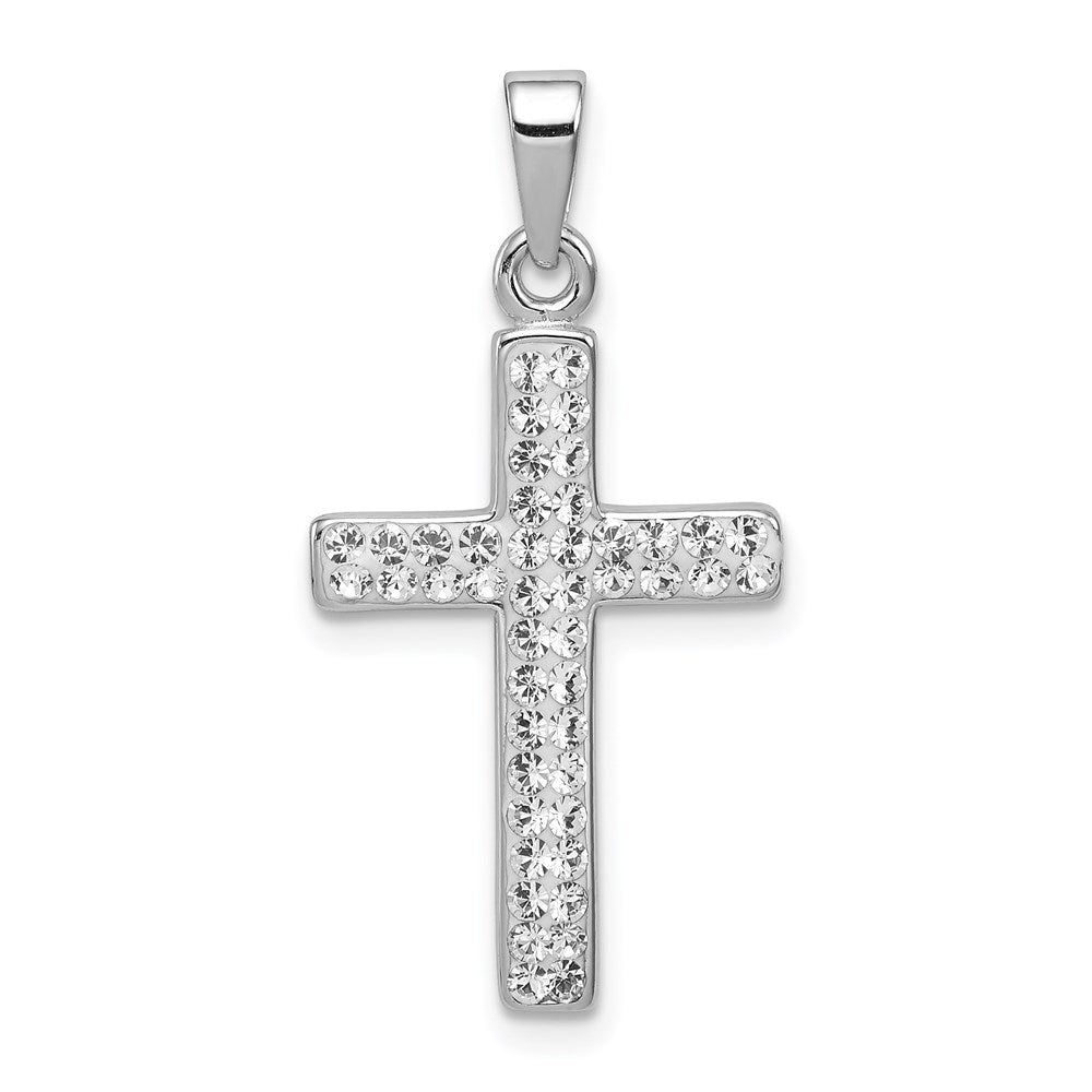 Sterling Silver Rhodium Plated Stellux Crystal Cross Pendant