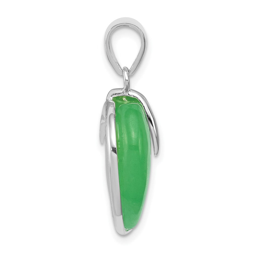 Sterling Silver Green Jade Heart Pendant