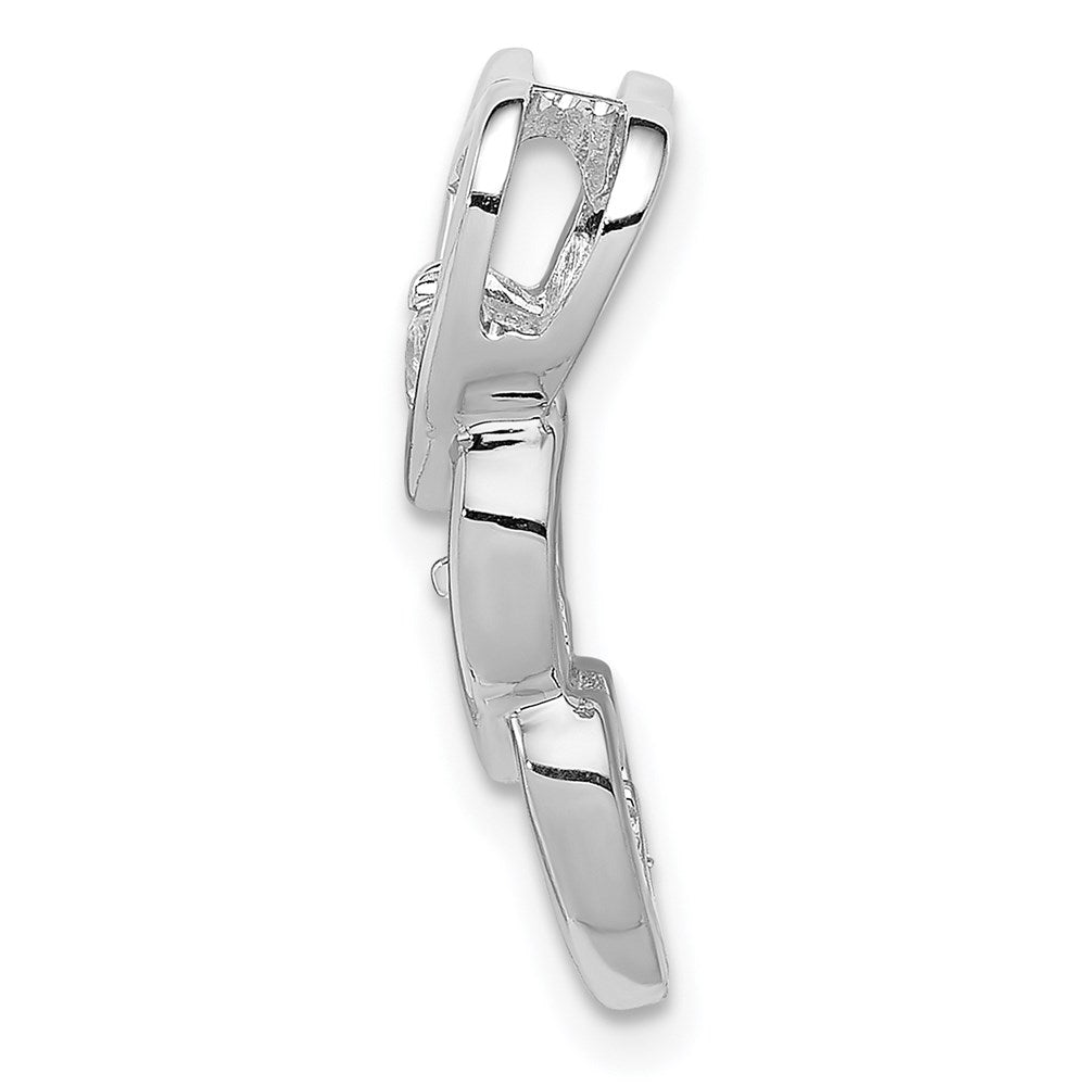 Sterling Silver Rhodium-plated CZ Graduated 3-Heart Chain Slide