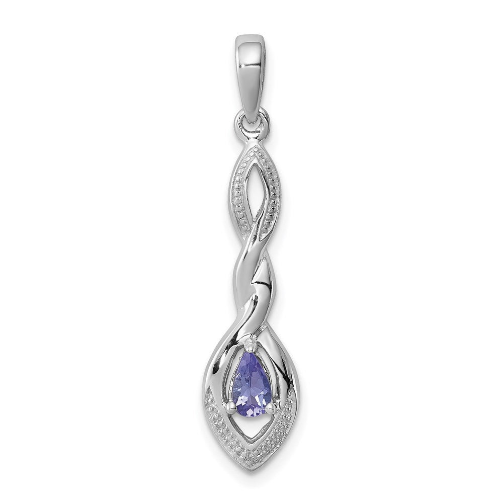 Sterling Silver Rhodium Plated Diamond Accent and Tanzanite Pendant