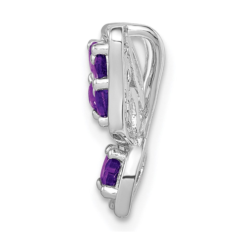 Sterling Silver Rhodium-plated Amethyst Diamond Chain Slide