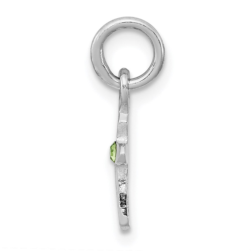 Sterling Silver Rhodium-plated Light Green Crystal Cross Petite Pendant