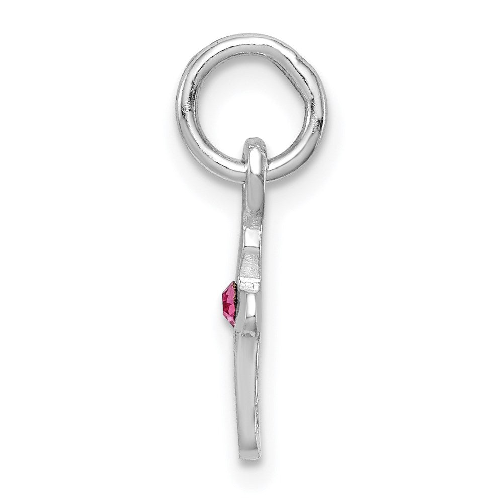 Sterling Silver Rhodium-plated Pink Crystal Cross Petite Pendant