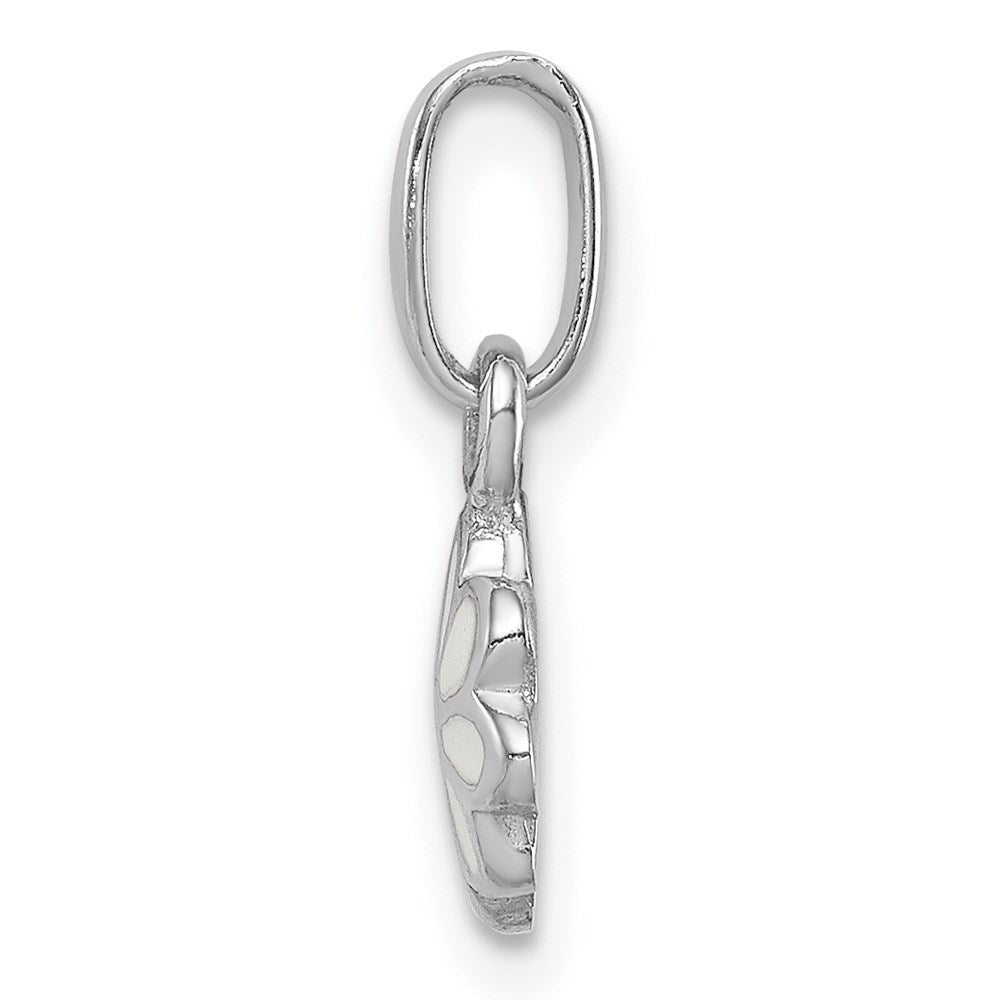Sterling Silver Rhodium-plated White & Yellow Enameled Daisy Petite Pendant