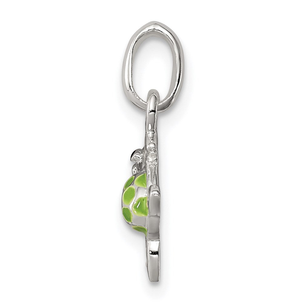 Sterling Silver Polished Multi-color Enameled Sea Turtle Children's Pendant
