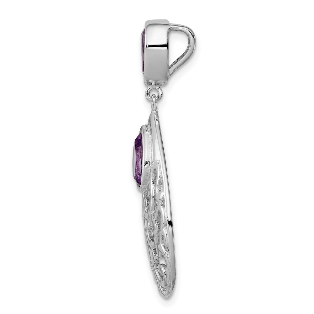 Sterling Silver Rhodium-plated Polished Amethyst Pendant