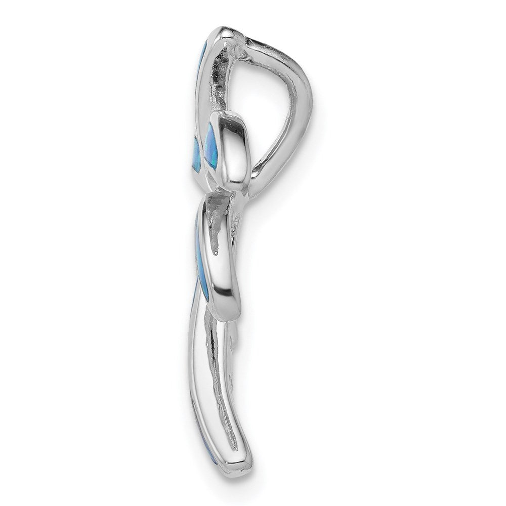 Sterling Silver Rhodium-plated Lab Created Blue Opal Palm Tree Fits up to Cubetto Slide