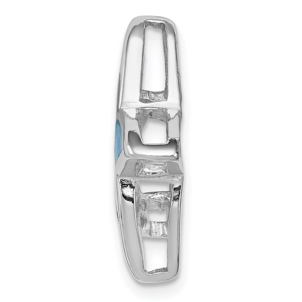 Sterling Silver Rhodium-plated Blue Lab Created Opal Starfish Chain Slide