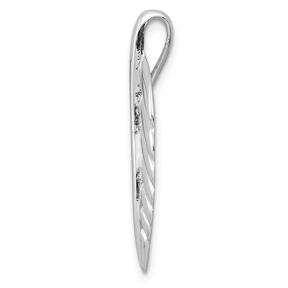 Sterling Silver Rhodium-plated Polished Leaf Pendant