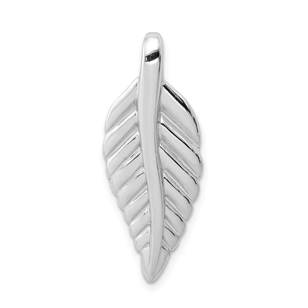 Sterling Silver Rhodium-plated Polished Leaf Pendant