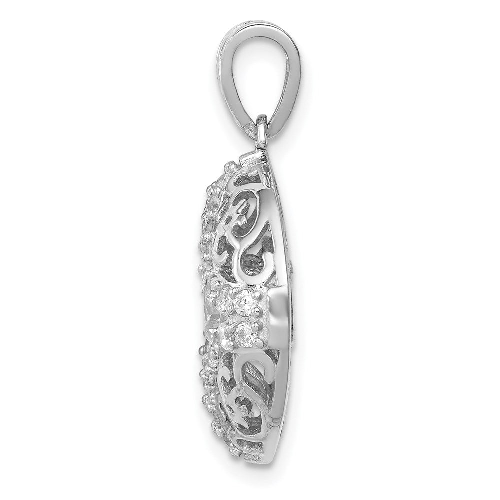 Sterling Silver Rhodium-plated Vibrant CZ Pendant