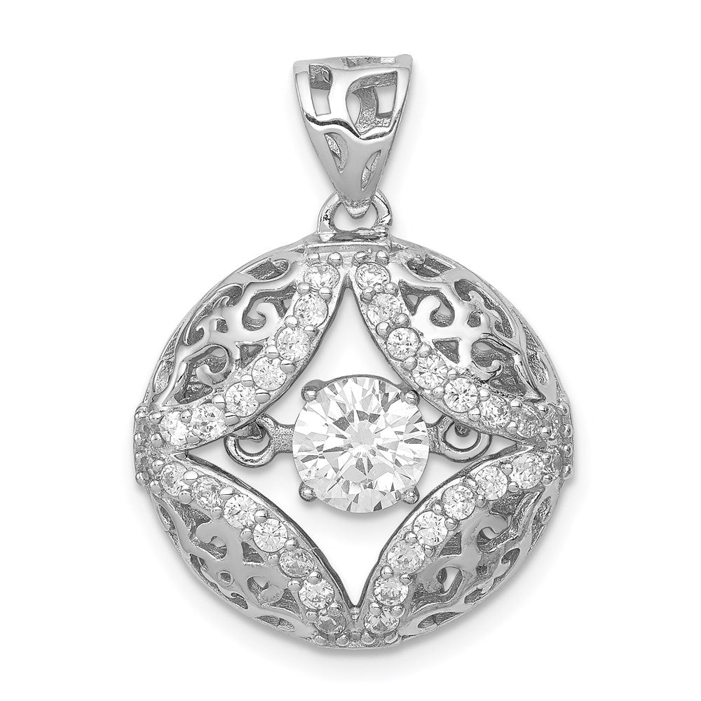 Sterling Silver Rhodium-plated Vibrant CZ Pendant