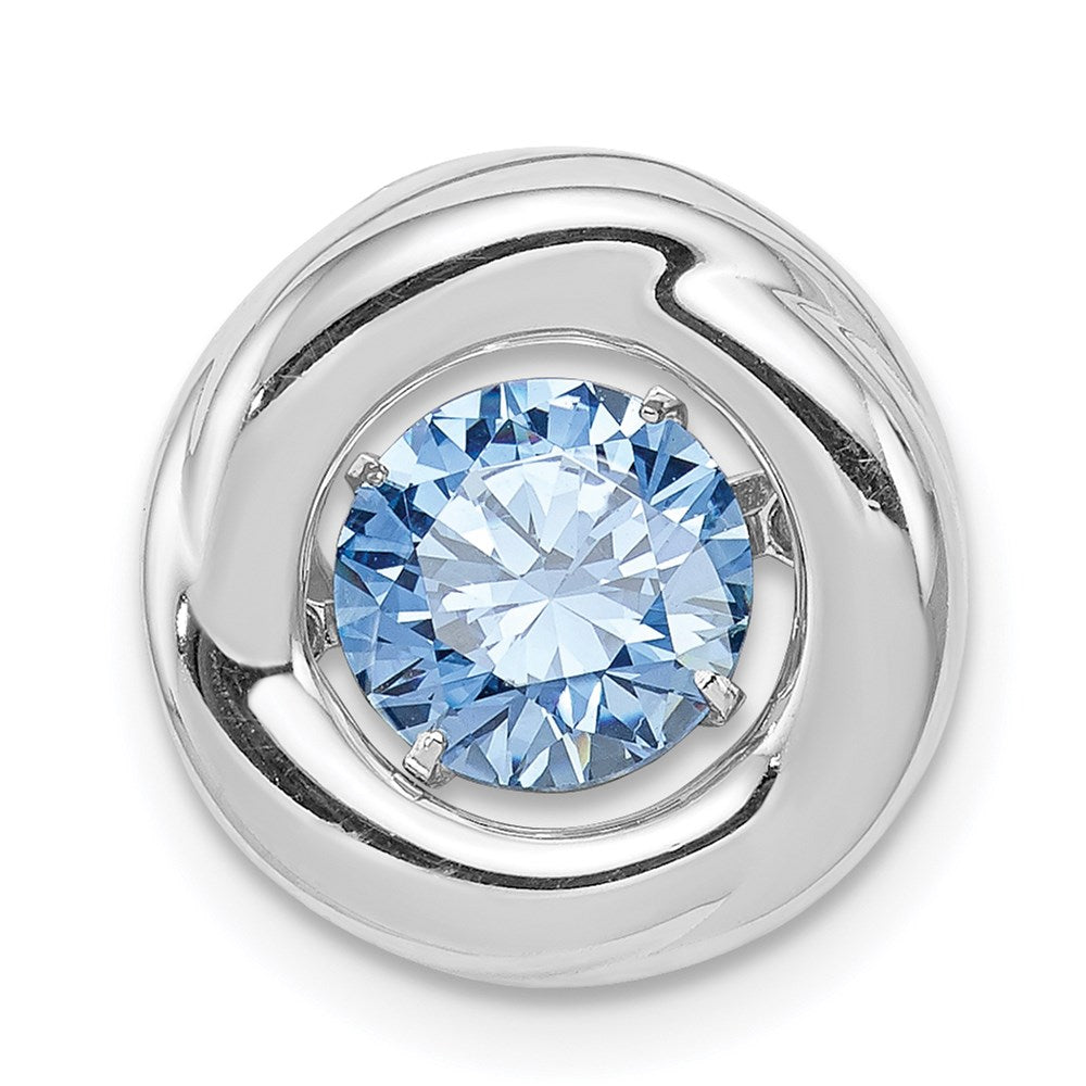 Sterling Silver Platinum-plated Polished Vibrant Blue CZ Circle Pendant