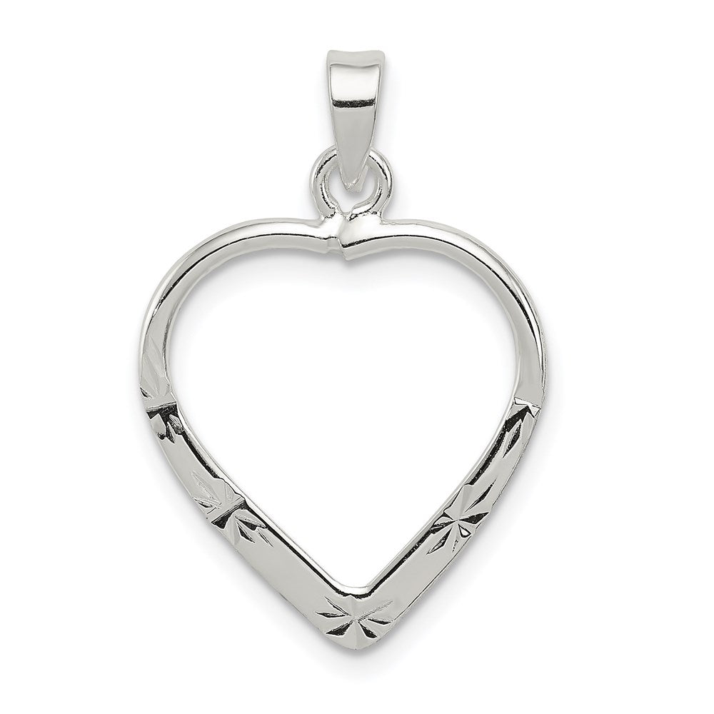 Sterling Silver Polished & D/C Heart Pendant