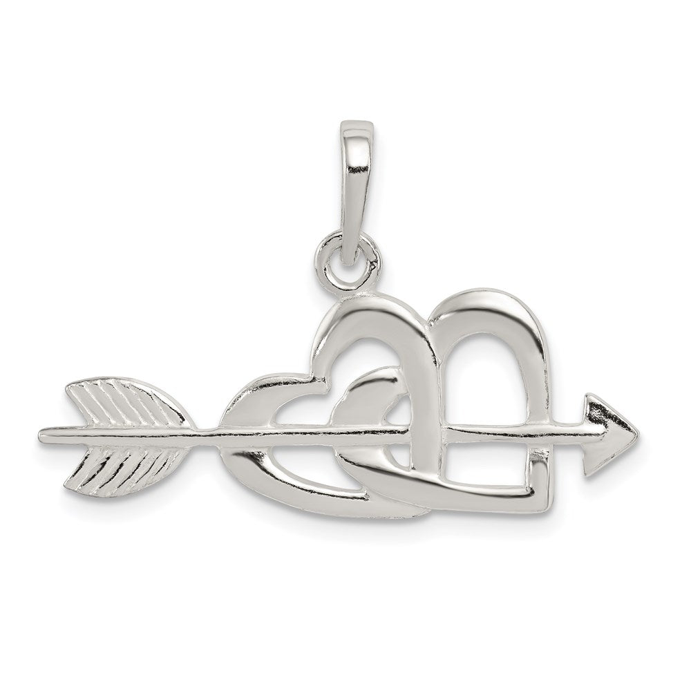 Sterling Silver Polished Heart and Arrow Pendant