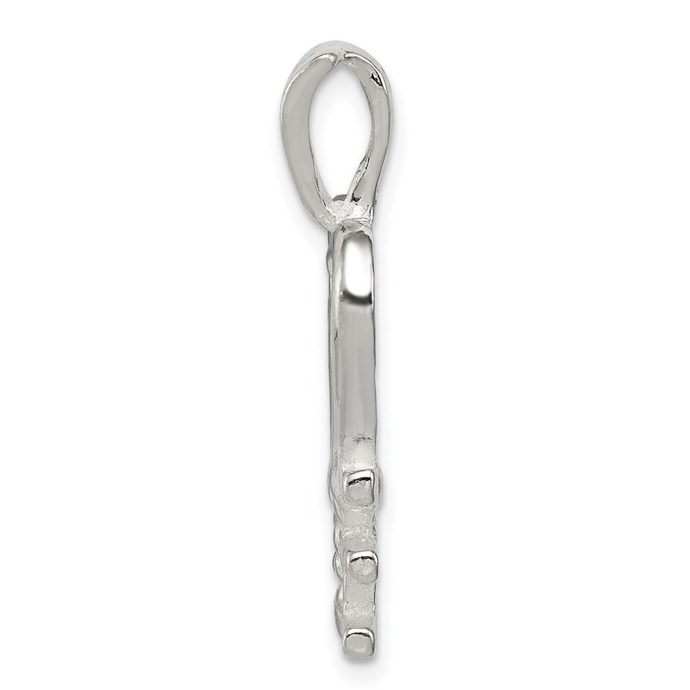 Sterling Silver Polished LOVE with Heart Chain Slide Pendant