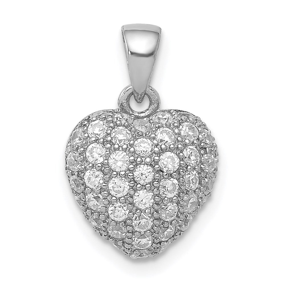 Sterling Silver Rhodium-plated CZ Micro pavÂ Heart Pendant