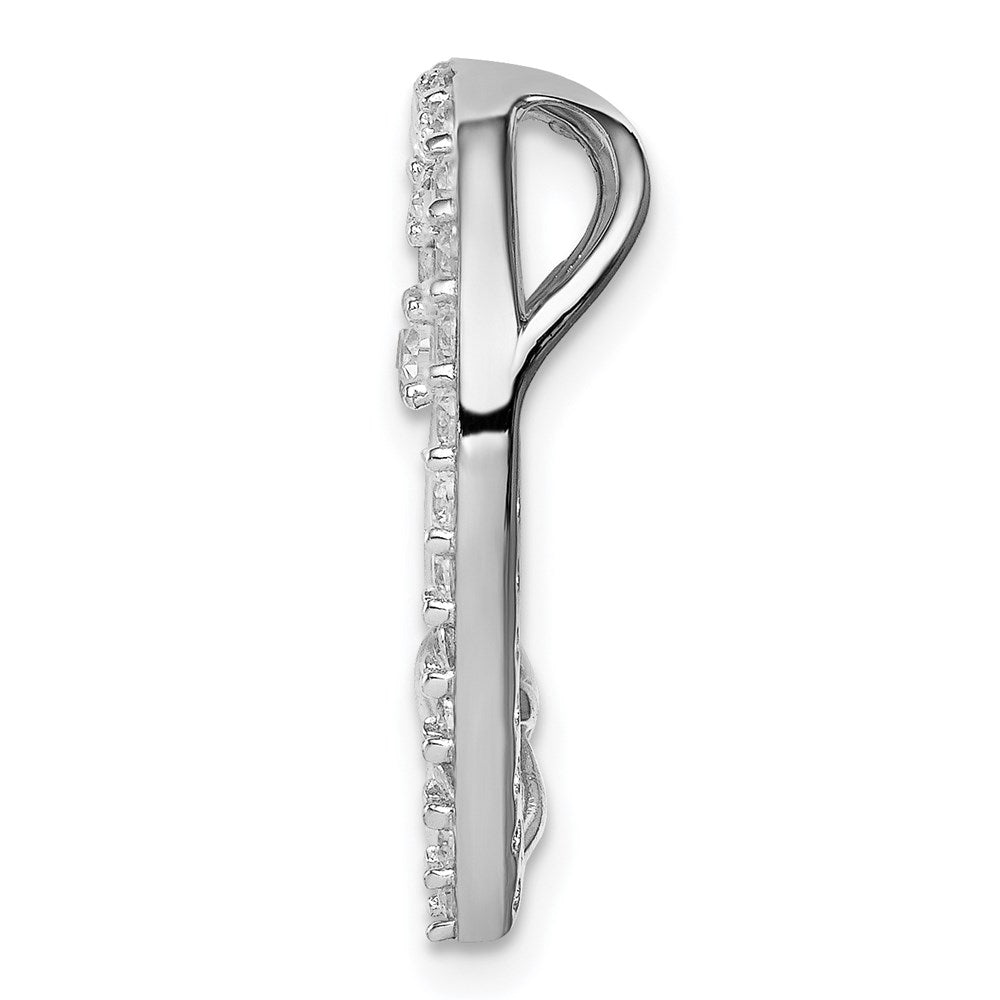 Sterling Silver Rhodium-plated CZ Knotted Heart Chain Slide
