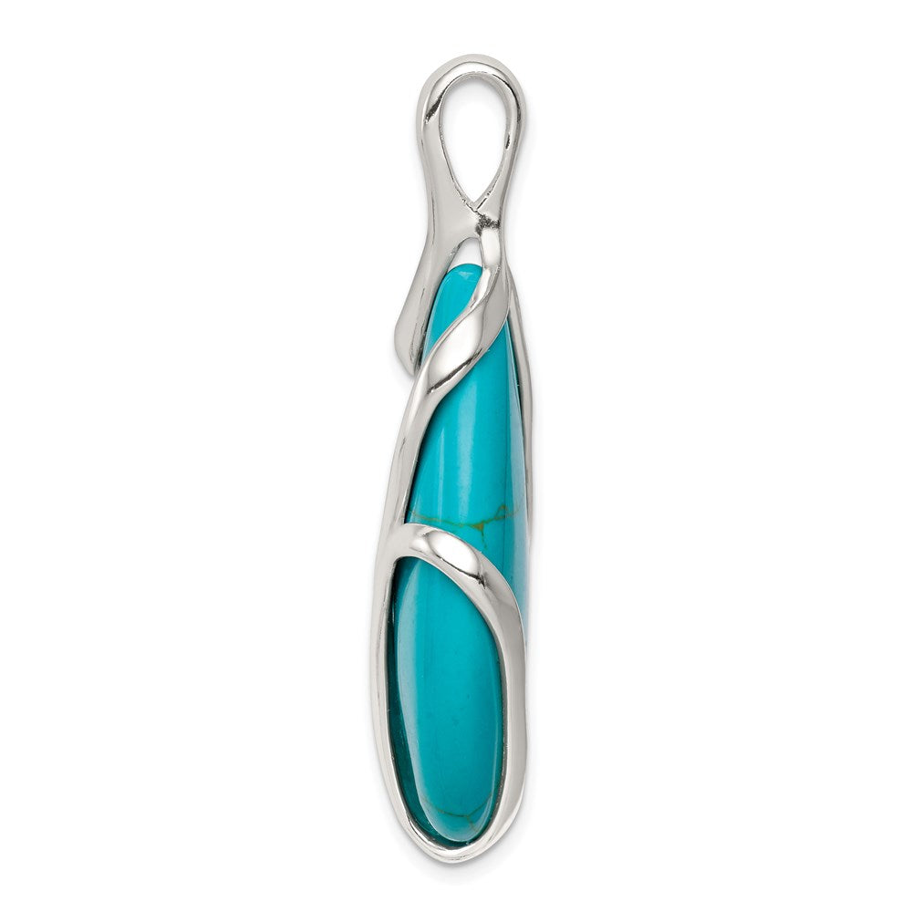 Sterling Silver Polished Synthetic Turquoise Pendant