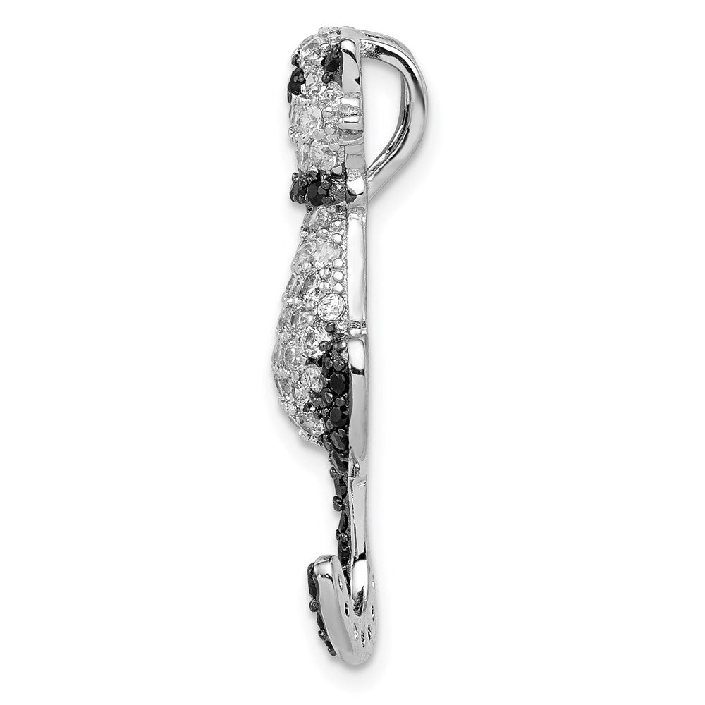 Sterling Silver Rhodium-plated CZ Cat Slide Pendant