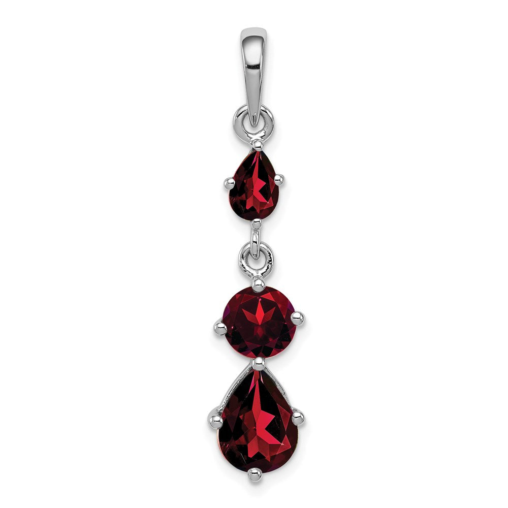 Sterling Silver Rhodium-plated Garnet Pendant