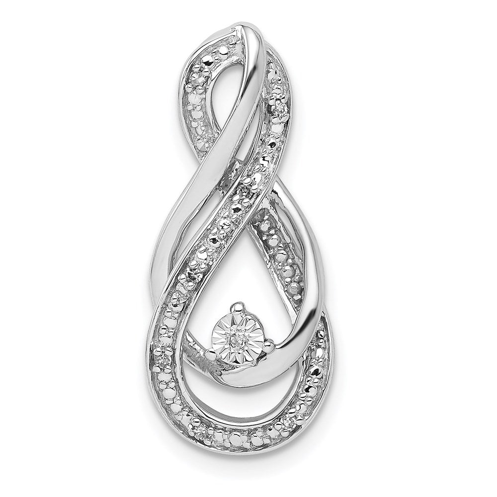 Sterling Silver Rhodium Diam. Infinity Symbol Slide Pendant