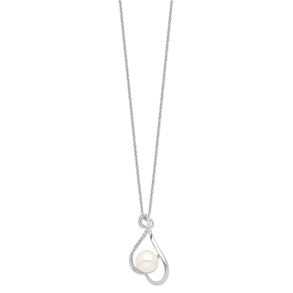 Sterling Silver Rhodium-plated 9- White FWC Pearl CZ Necklace