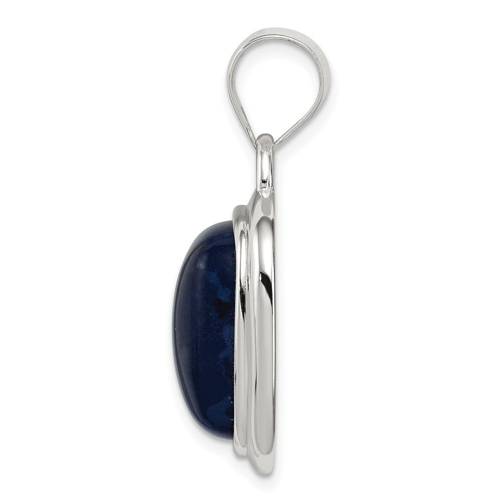 Sterling Silver Rhodium-plated Sodalite Stone Pendant
