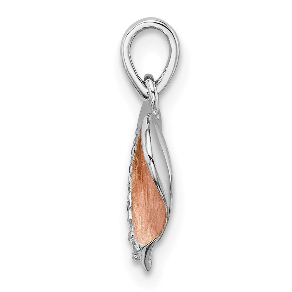 Sterling Silver Rhodium/Rose Gold-plated CZ Heart Pendant