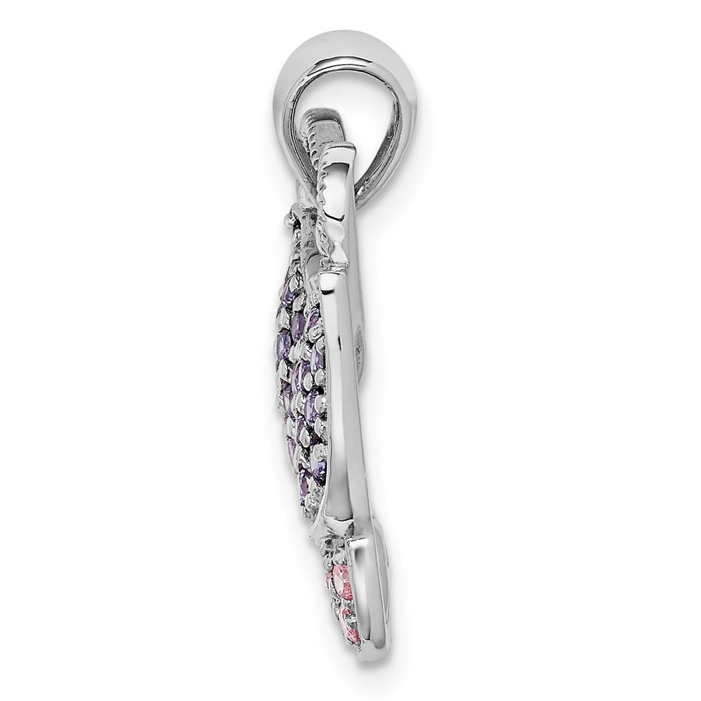 Sterling Silver Rhodium-plated Polished w/ CZ Butterfly Pendant