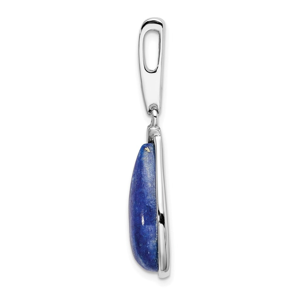 Sterling Silver Rhodium-plated Natural Lapis Teardrop Pendant