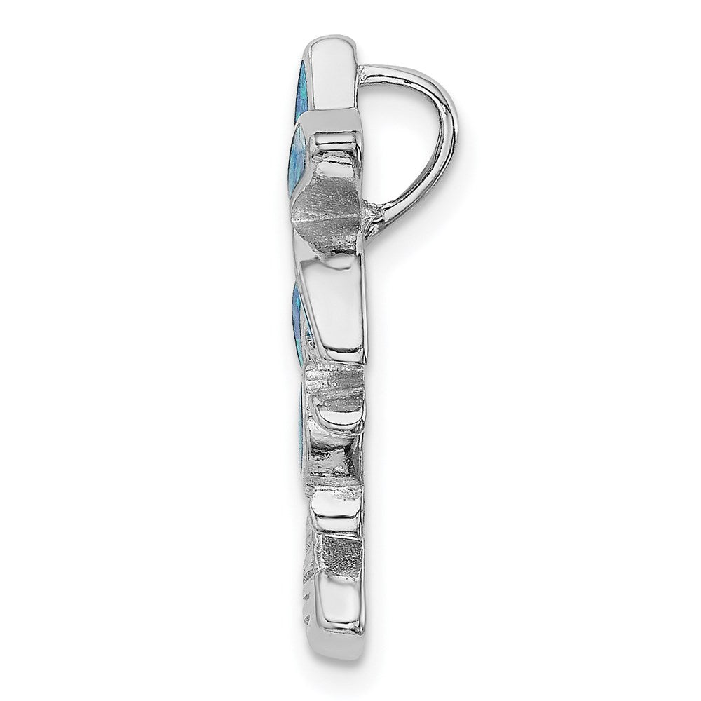 Sterling Silver Rhodium-plated Blue Lab Created Opal Inlay Palm Tree Fits up to Cubetto Slide