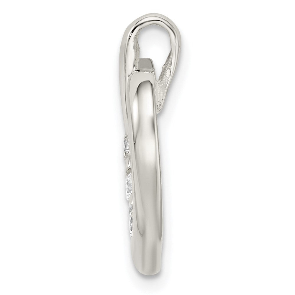 Sterling Silver Polished 3-Stone CZ Heart Chain Slide