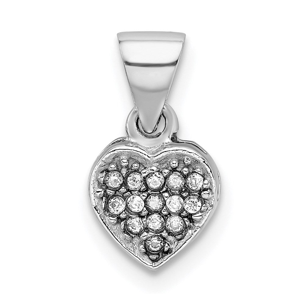 Sterling Silver Rhodium-plated CZ Polished Heart Pendant