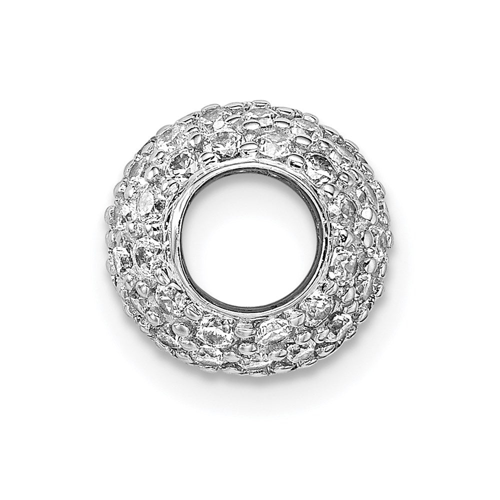 Sterling Silver Rhodium-plated CZ Bead -Fits up to - Pendant