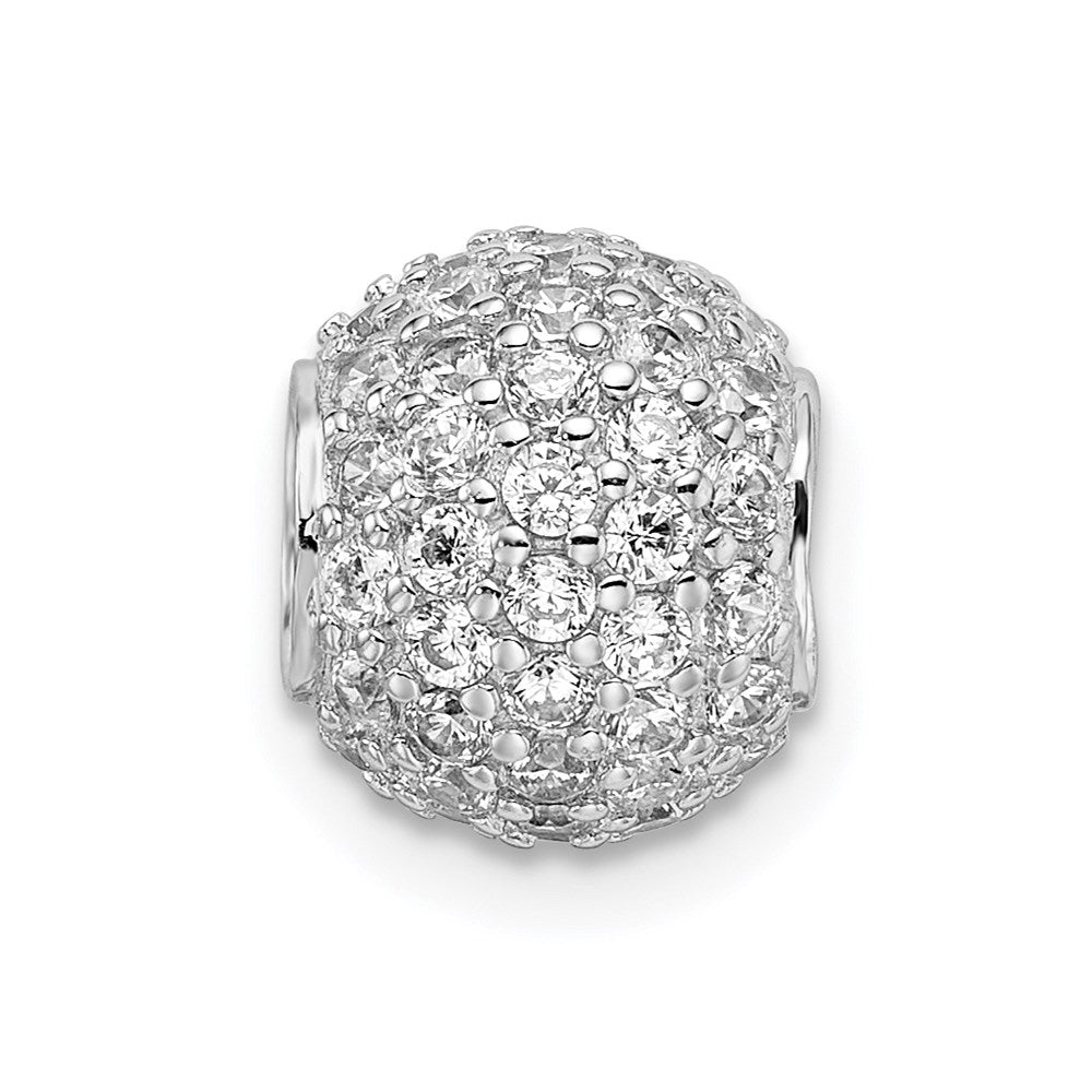 Sterling Silver Rhodium-plated CZ Bead -Fits up to - Pendant