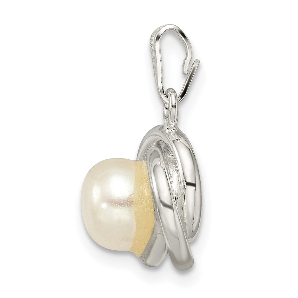 Sterling Silver Polished Synthetic Pearl Pendant