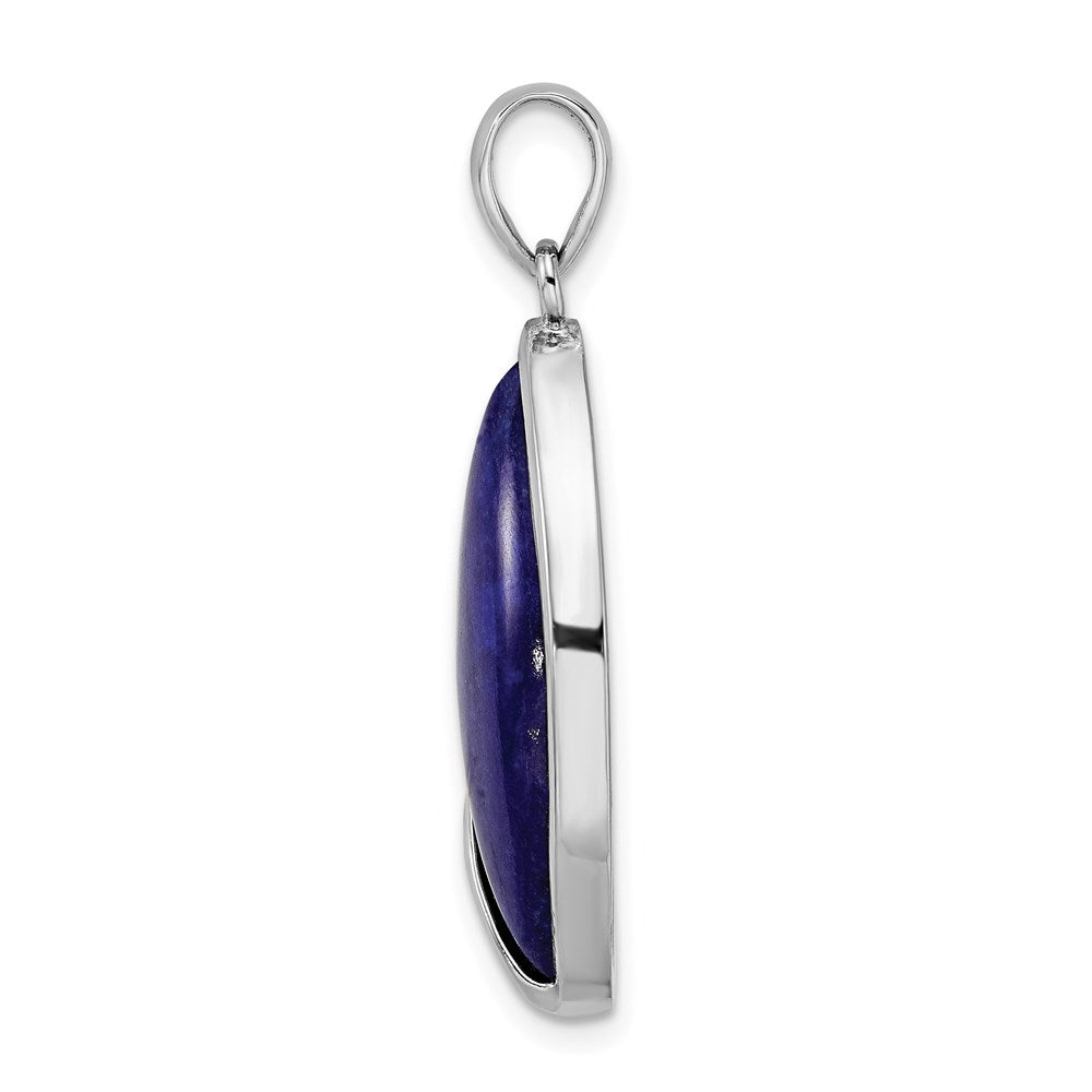 Sterling Silver Rhodium-plated Polished with CZ and Lapis Pendant