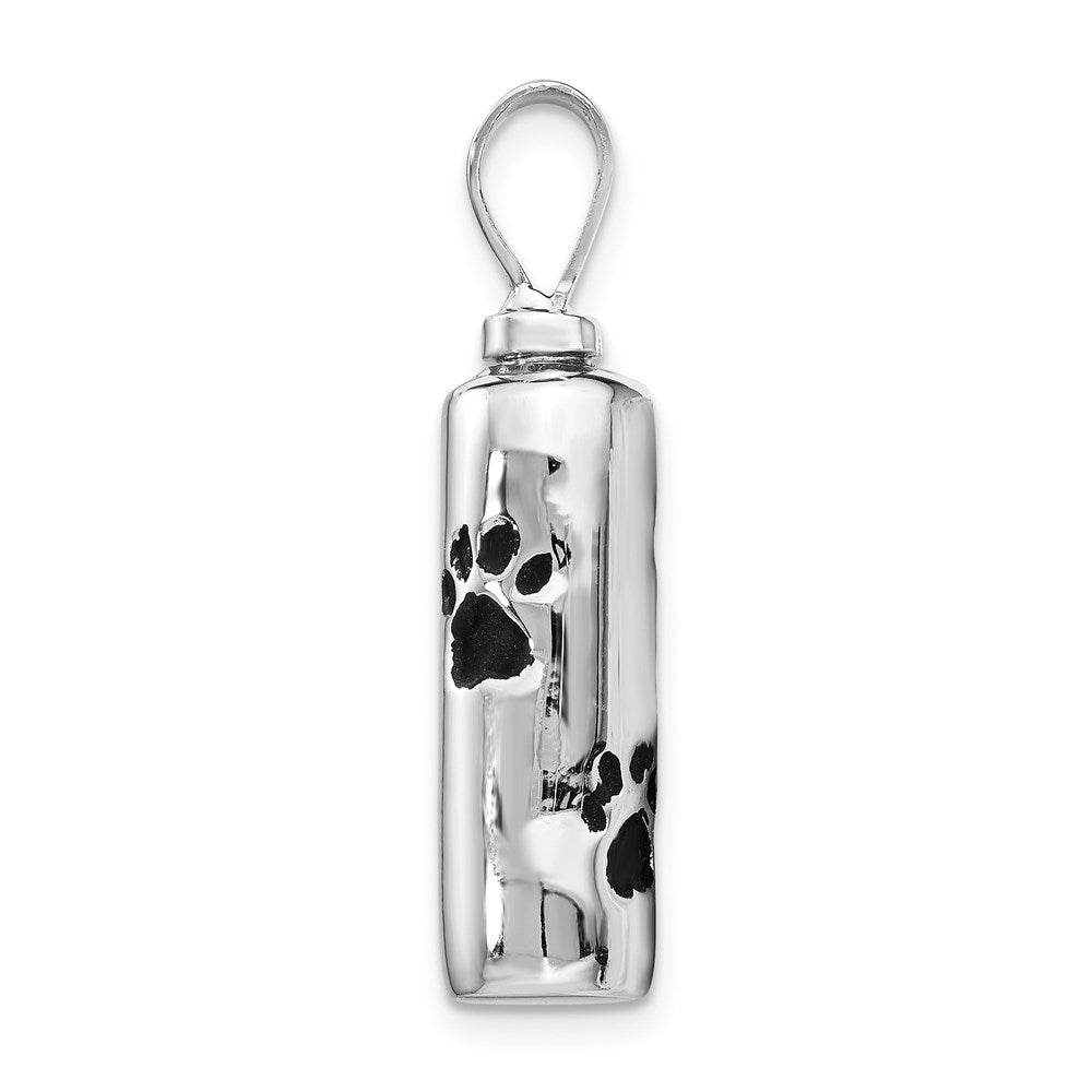 Sterling Silver Rh-pl Enamel Paw Prints Ash Holder Necklace