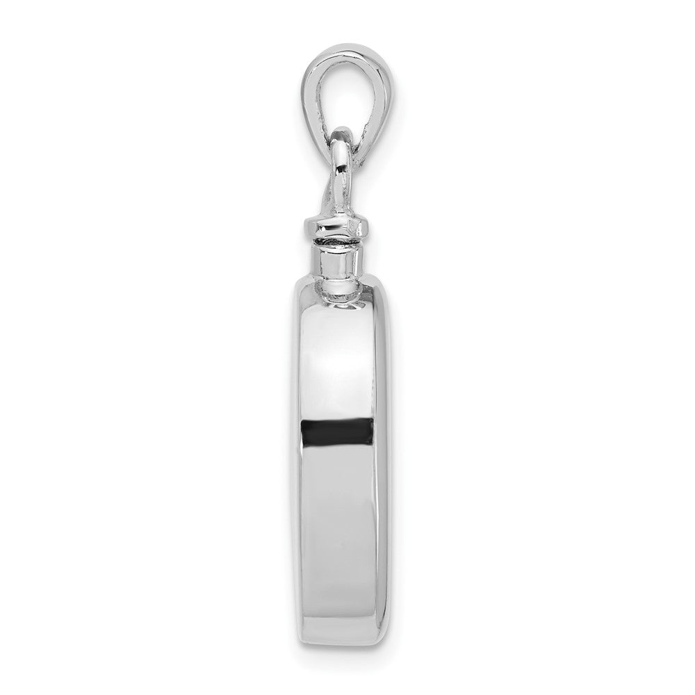 Sterling Silver Rhodium-plated Enamel Oval with Dog Ash Holder Pendant